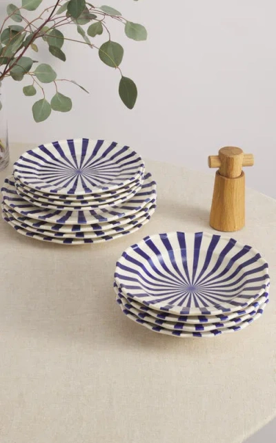 Maison Madison Home Mafalda 12 Piece Set With Pasta Bowl In Blue/cream