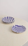 Maison Madison Home Mafalda 9'' Dessert Plate Set Of 4 In Blue/checkered