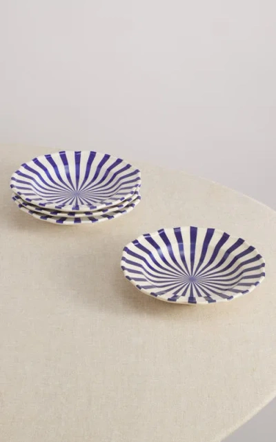Maison Madison Home Mafalda 9,2'' Pasta Bowl Set Of 4 In Blue/cream