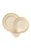 Maison Madison Set-of-twelve Giovanna Plate And Bowl Set In Yellow
