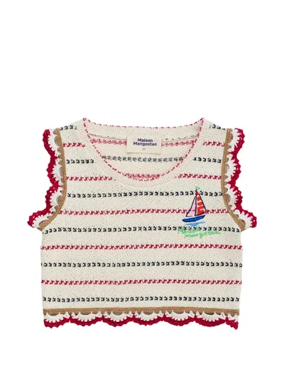 Maison Mangostan Kids' Barcos Knitted Top In Neutral