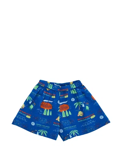 Maison Mangostan Kids' Hula Shorts In Blue