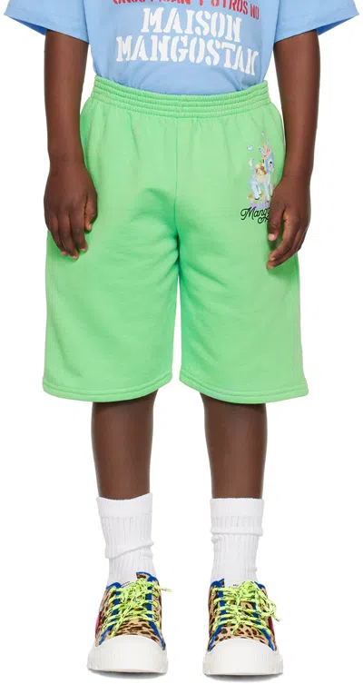 Maison Mangostan Kids Green Burrito Shorts In Light Green