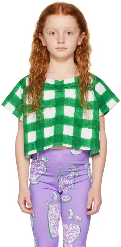 Maison Mangostan Kids Green Check Top