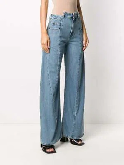 Pre-owned Maison Margiela - Women Decortique Asymmetric Wide-leg Jeans In Blue