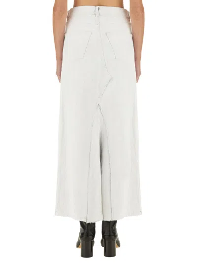 Maison Margiela 100% Cotton Midi Skirt In White