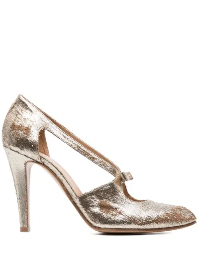 Maison Margiela Cut-out 105mm Metallic Pumps In Gold