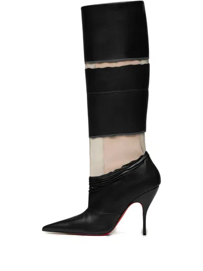 Maison Margiela 100mm X Christian Louboutain Xrismarteen Stiletto Boots In Black