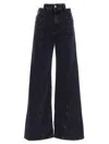 Maison Margiela Asymmetric Wide Leg Cotton Denim Jeans In Black