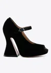 Maison Margiela 125 Peep-toe Platform Velvet Sandals In Black