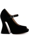 Maison Margiela 125 Peep-toe Platform Velvet Sandals In Black