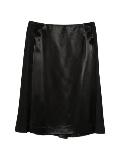Pre-owned Maison Margiela 1990s Satin-finish Panelled Skirt In Black
