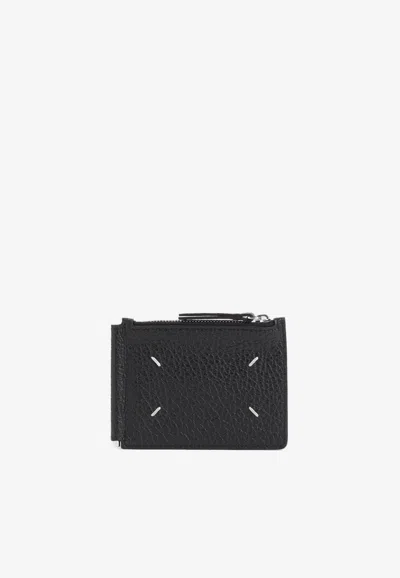 Maison Margiela Signature Stitch Money Clip Card In Black