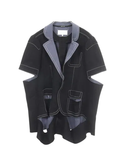 Pre-owned Maison Margiela 2000s Cut-out Short-sleeve Jacket In Black