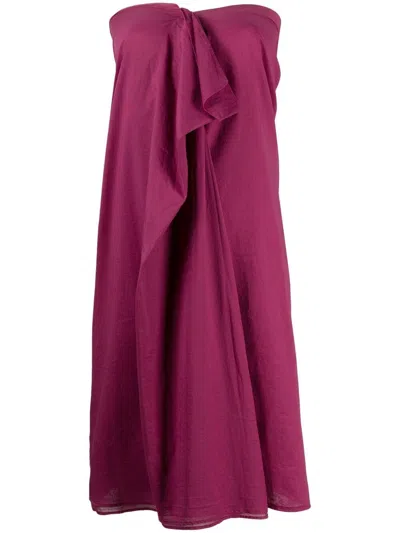 Pre-owned Maison Margiela 2000s Ruffled Detailing Strapless Dress In Pink