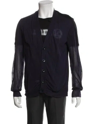 Pre-owned Maison Margiela 2013 Graphic Print Cardigan In Blue