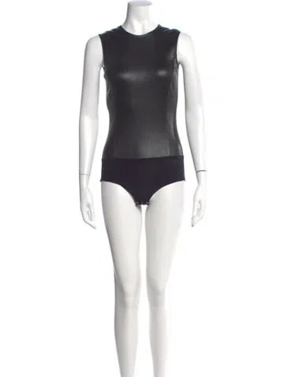 Pre-owned Maison Margiela 2013 Leather Bodysuit In Black