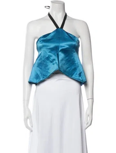 Pre-owned Maison Margiela 2014 Halterneck Top In Blue