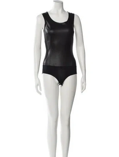 Pre-owned Maison Margiela 2014 Leather Bodysuit In Black