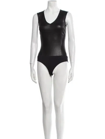 Pre-owned Maison Margiela 2015 Leather Bodysuit In Black