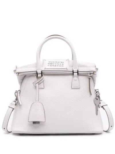 Pre-owned Maison Margiela 2016-2025 Mini Grained Leather 5ac Classique Satchel In White