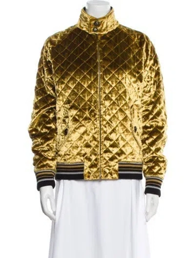 Pre-owned Maison Margiela 2016 Velvet Bomber Jacket In Yellow