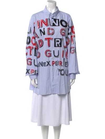 Pre-owned Maison Margiela 2017 Graphic Print Tunic In Blue