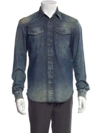Pre-owned Maison Margiela 2017 Long Sleeve Denim Shirt In Blue