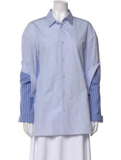 Pre-owned Maison Margiela 2017 Striped Button-up Top In Blue