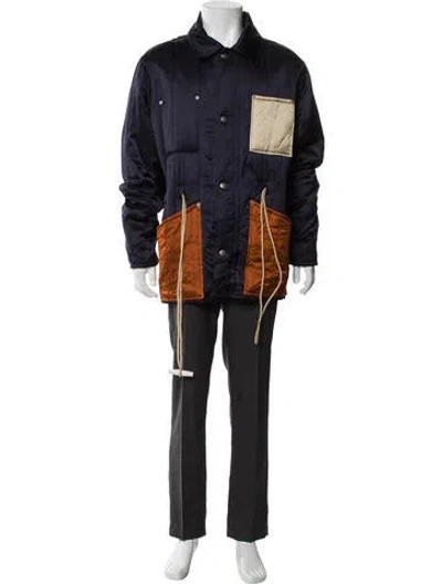 Pre-owned Maison Margiela 2018 Colorblock Pattern Parka In Blue