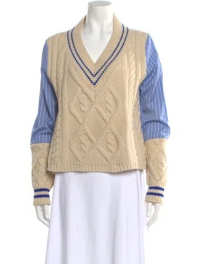 Pre-owned Maison Margiela 2018 Colorblock Pattern Sweater In Blue