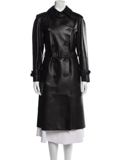 Pre-owned Maison Margiela 2018 Leather Trench Coat In Black