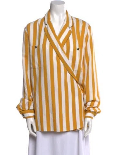 Pre-owned Maison Margiela 2018 Stripe Wrap Shirt Tunic In Yellow