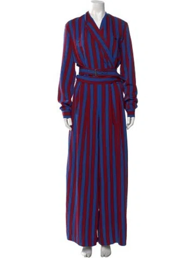 Pre-owned Maison Margiela 2018 Striped Jumpsuit In Blue/red