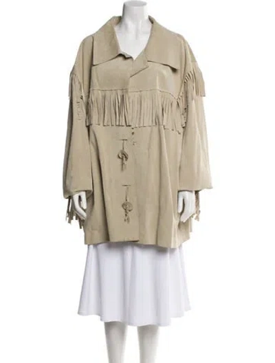 Pre-owned Maison Margiela 2019 Calf Leather Utility Jacket In Neutral