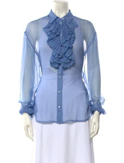 Pre-owned Maison Margiela 2020 Silk Button-up Top W/ Tags In Blue