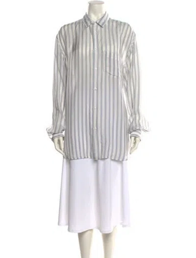 Pre-owned Maison Margiela 2020 Striped Tunic In White