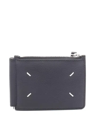 Pre-owned Maison Margiela 2020s Bi-fold Zip Leather Wallet In Black