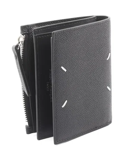 Pre-owned Maison Margiela 2020s Four Stitches Leather Bifold Wallet In Black