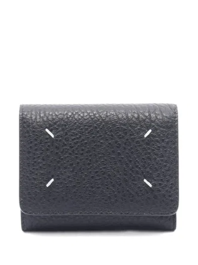 Pre-owned Maison Margiela 2020s Four-stitch Tri-fold Wallet In Black