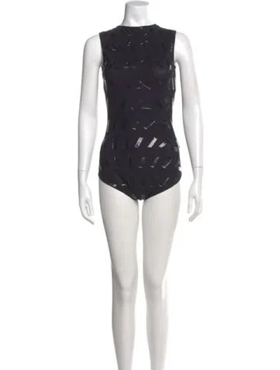 Pre-owned Maison Margiela 2021 Graphic Print Bodysuit In Black