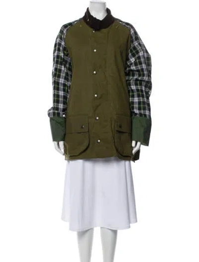 Pre-owned Maison Margiela 2022 Plaid Print Utility Jacket In Green