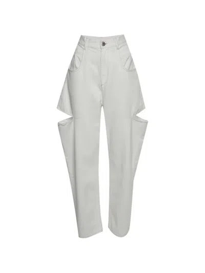 Pre-owned Maison Margiela 2022 Slashed-side Loose-fit Jeans In White