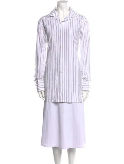 Pre-owned Maison Margiela 2022 Striped Button-up Top In White