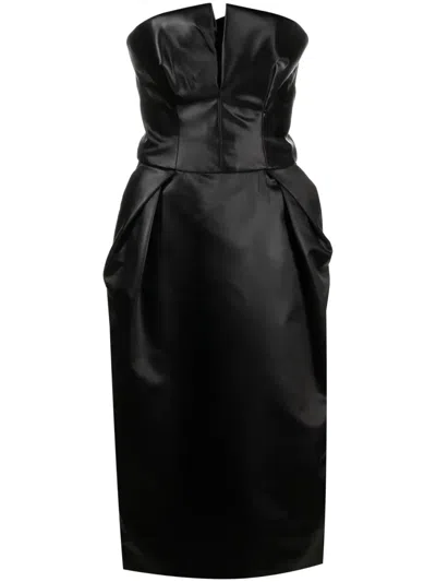 Pre-owned Maison Margiela 2023 Strapless Midi Dress In Black