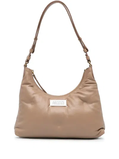 Pre-owned Maison Margiela 2024 Small Lambskin Glam Slam Hobo Shoulder Bag In 褐色