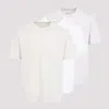 Maison Margiela 3 Pack White Cotton T-shirt In Shades Of Ecru