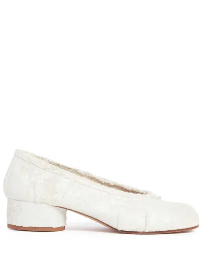 Maison Margiela 30mm Tabi Pumps In White Pearly