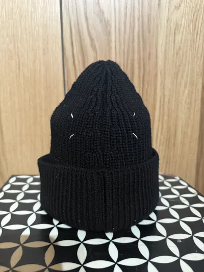 Pre-owned Maison Margiela $372 Ss21 Beanie Hat Wool Skully Knit In Black