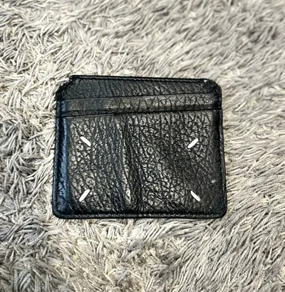 Pre-owned Maison Margiela 4 Stitch Black Pebble Grained Card Holder